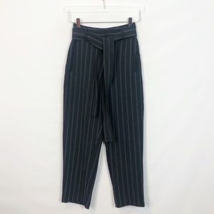 Wilfred Jallade Black Pinstripe Belted Ankle Pant